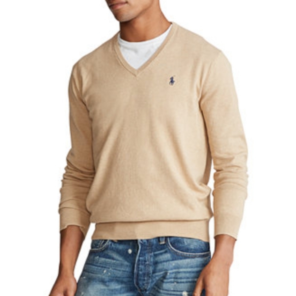 Polo Ralph Lauren Wool V Neck Sweater Maroon Pony Logo